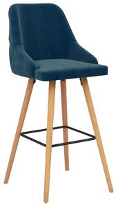 Barové stoličky 2 ks modré zamatové