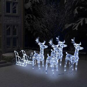 Vianočná dekorácia so sobmi a saňami 240 LED, akryl