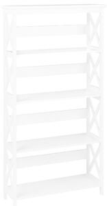 Knižnica biela z drevenej dyhy so 4 policami rebríkový regál minimalistický