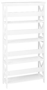 Knižnica biela z drevenej dyhy so 4 policami rebríkový regál minimalistický