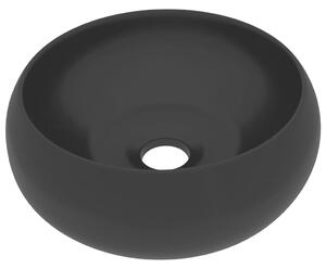 Luxusné umývadlo, okrúhle, matné čierne 40x15 cm, keramika