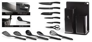 BERLINGERHAUS Sada nožov v stojane + kuchynské náčinie a lopárik sada 12 ks Carbon Metallic Line BH-2548