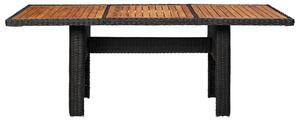Záhradný jedálenský stôl, čierny 200x100x74 cm, polyratan