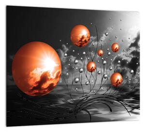 Abstraktné obrazy - oranžové gule (Obraz 30x30cm)