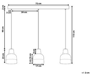 Závesná lampa sivý betón 3-plameň s odtieňmi v tvare zvona pre priemyselný vzhľad jedálenského stola