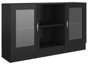 Vitrína, lesklá čierna 120x30,5x70 cm, kompozitné drevo