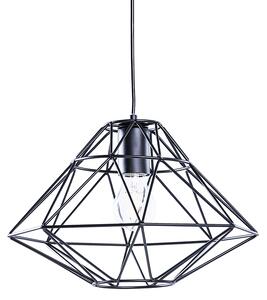 Závesná lampa čierna kovová otvorené tienidlo v tvare diamantu geometrický tvar odhalená žiarovka