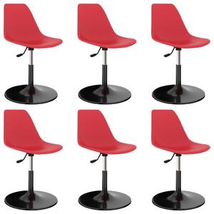 Otočné jedálenské stoličky 6 ks, červené, PP