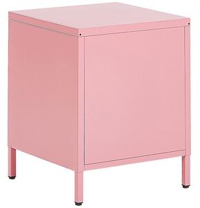 Nočný stolík ružový z ocele industriálny nočný stolík s 2 zásuvkami odkladací nábytok do spálne