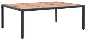 Záhradný stôl, čierny 200x150x74 cm, polyratan a akáciové drevo