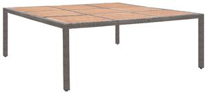 Záhradný stôl, sivý 200x200x74 cm, polyratan a akáciové drevo
