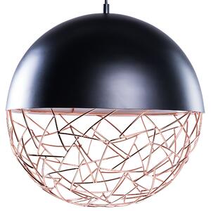 Závesná lampa čierna medená oceľ geometrický okrúhly tvar tienidlo na 1 žiarovku moderný štýl obývačka jedáleň