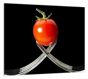 Obraz - paradajka s vidličkami (Obraz 30x30cm)