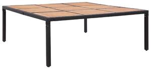 Záhradný stôl, čierny 200x200x74 cm, polyratan a akáciové drevo