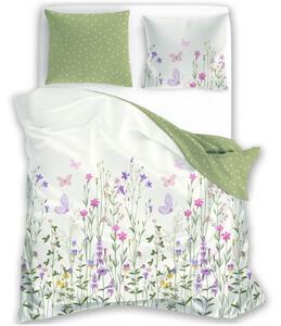 Bavlnené posteľné obliečky Summer Dream s lúčnymi kvetmi a motýľmi - 100% bavlna - 70 x 90 cm + 140 x 200 cm