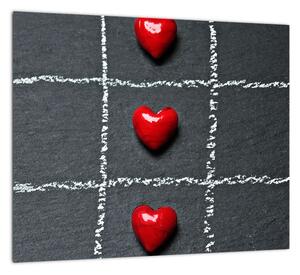 Šachovnica s červenými srdci (Obraz 30x30cm)