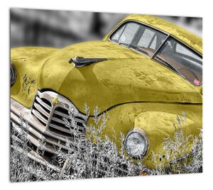 Obraz žltého autá na lúke (Obraz 30x30cm)
