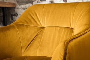 Barová stolička Loft zamat horčicovo žltá