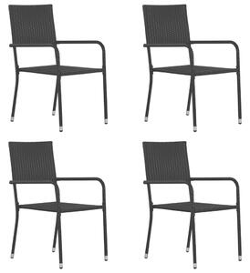 Vonkajšie jedálenské stoličky 4 ks, polyratan, čierne