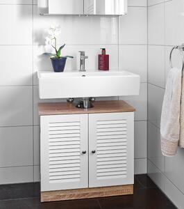 Kúpelňová skrina pre umývadlá - biela/hnedá