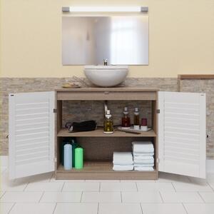 Kúpelňová skrina pre umývadlá - biela/hnedá