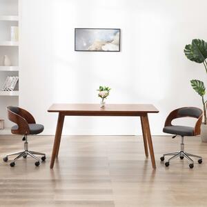 Otočné jedálenské stoličky 2 ks, sivé, ohýbané drevo a látka