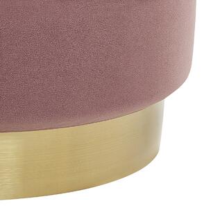 Sada 2 puf taburetiek s úložným priestorom ružové polyesterové zamatové čalúnenie zlatý rám z nehrdzavejúcej ocele moderný dizajn