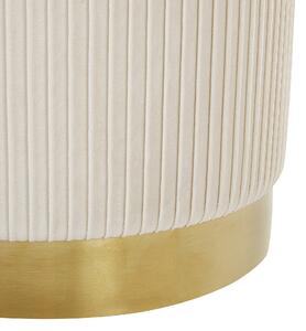 Sada 2 úložných puf taburetiek biele polyesterové zamatové čalúnenie zlatý rám moderný dizajn horizontálne prešívanie dizajnový kúsok do obývacej izby