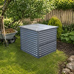 Furnigo Kovový kompostér 99x99x86 cm - strieborný