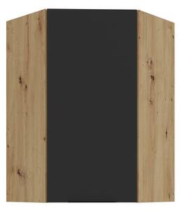 Vysoká rohová skrinka LUNARA 1 - 60x60 cm, čierna / dub artisan