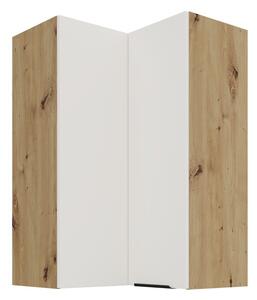 Vysoká rohová skrinka LUNARA 2 - 60x60 cm, biela / dub artisan