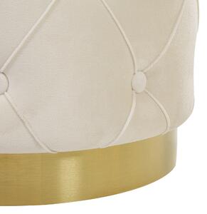 Sada 2 úložných taburetiek biele polyesterové zamatové čalúnenie s prešívaním zlatý rám retro dizajn