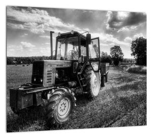 Čiernobiely obraz traktora (Obraz 30x30cm)