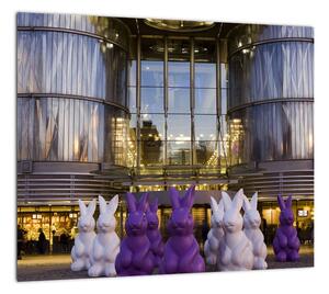 Farebné sochy králikov - obraz (Obraz 30x30cm)