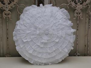 Okrúhly romantický vankúš biely, 16130-01
