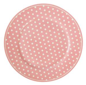 Porcelánový tanier ružový s bodkami, IRPOR045