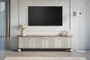 TV stolík Vespera 4D 187 cm - kašmírová / orech / čierna / kašmírové nohy
