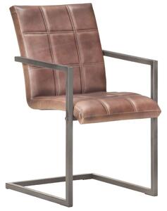 Jedálenské stoličky s perovou kostrou 6 ks ošúchané hnedé pravá koža