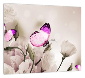 Motýľ na kvetine - obraz (Obraz 30x30cm)
