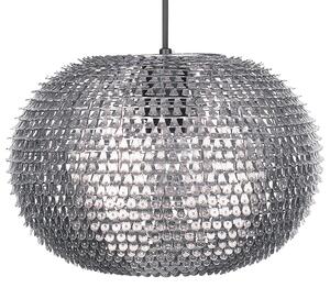 Závesná lampa strieborná kov okrúhle tienidlo s flitrami v tvare disco gule moderný glamour štýl obývačka jedáleň spálňa