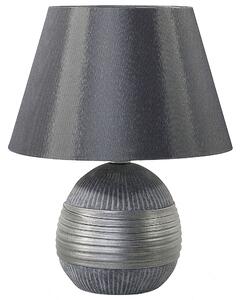 Stolná lampa strieborná keramická základňa tienidlo z umelého hodvábu nočná stolová lampa