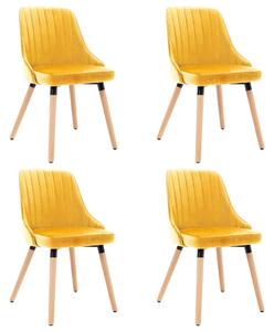 Jedálenské stoličky 4 ks žlté zamat