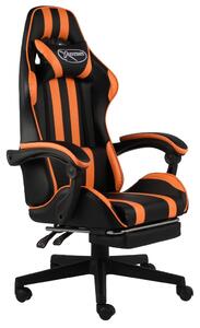 Herná stolička s opierkou na nohy čierna a oranžová umelá koža