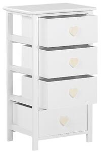 Komoda so zásuvkami z bielej preglejky 73 x 40 cm so 4 zásuvkami poschodový úložný priestor pre deti škandinávsky štýl nábytok do spálne a detskej izby
