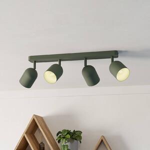 Stropné bodové svetlo Tilston, tmavozelený, dĺžka 58 cm, 4-pl., oceľový, Zelená, Obývacia izba / jedáleň, kov, Stropné svetlo polkruhové s priestorom
