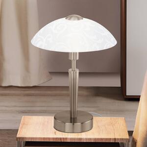 Stolová lampa SOLO 1, matný nikl, výška 32 cm, kov/sklo, stmievateľné, Hliník / sivá / zinok, Obývacia izba / jedáleň, kov, Moderný, Stojacie svietidlo
