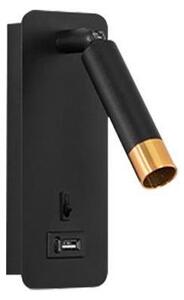 Illumaxx Nástenné bodové svietidlo s USB nabíjačkou 1xG9/35W/230V čierna/zlatá OS0034 + záruka 3 roky zadarmo
