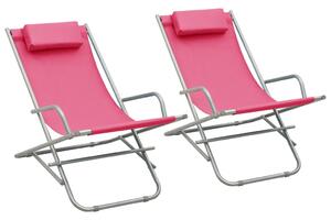 Hojdacie stoličky 2 ks oceľové ružové