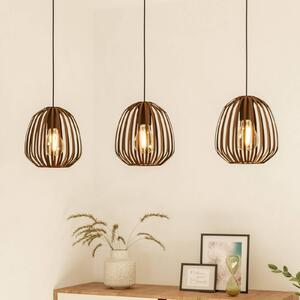 Závesné svietidlo Espinal, brúsená bronzová farba, dĺžka 90 cm, 3-pl., Hnedá / staromosadz, Obývacia izba / jedáleň, kov, Moderný, Závesné svietidlo