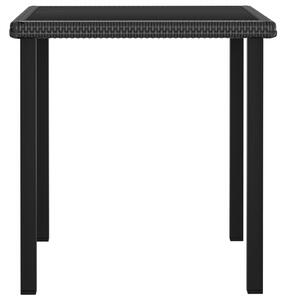 Záhradný jedálenský stôl čierny 70x70x73 cm polyratanový